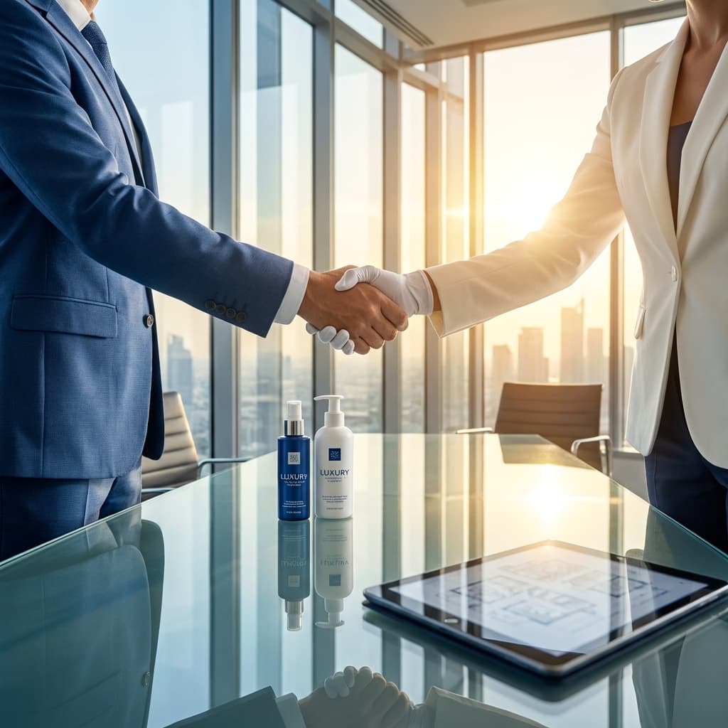 Professional cleaning partnership in Spokane - Handshake in modern office